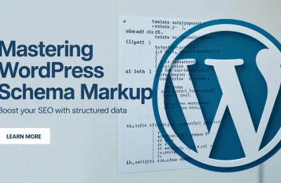 Mastering WordPress schema markup with JSON-LD structured data code snippets and WordPress logo for SEO rich results optimization